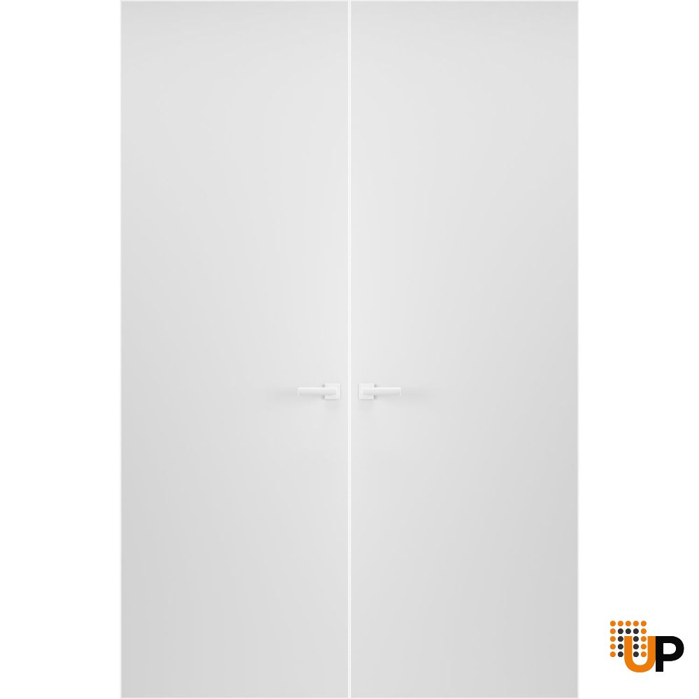 Flush wood with honeycomb interior hidden double door | Planum 0010 White | 36 x 80 (2* 18x80) in. photo#1