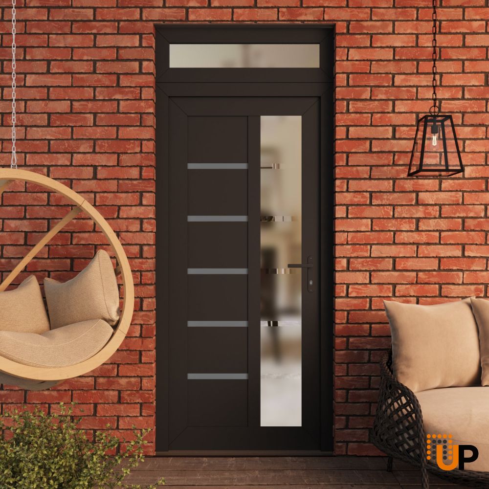 Manux 8088 vinyl (upvc) door 36x94 (36x80+14) grey upvc Photo #3