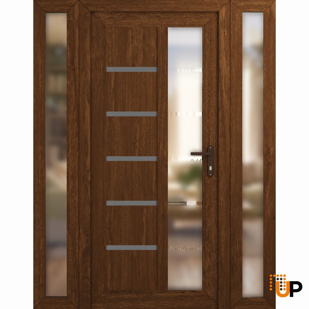 Manux 8088 vinyl (upvc) door 64x80 (14+36+14x80) brown upvc Photo #1