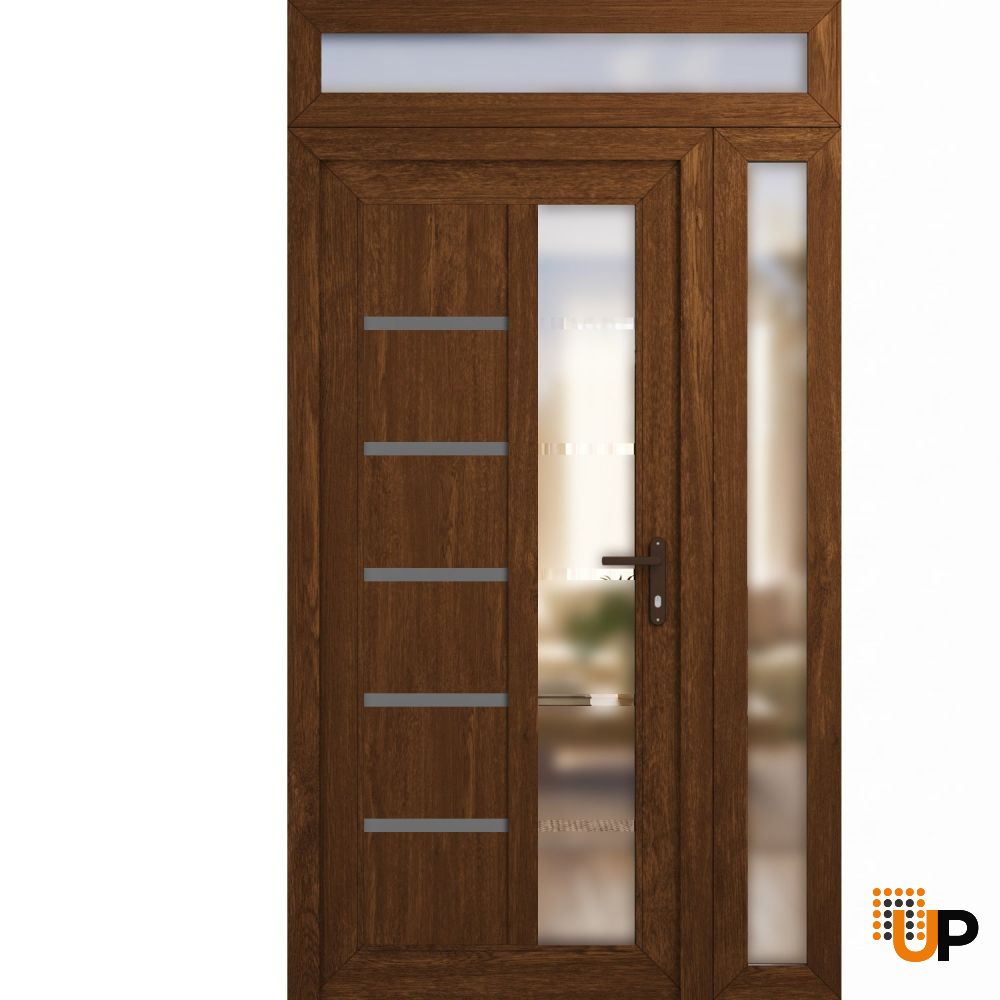 Manux 8088 vinyl (upvc) door 48x94 (36+12x80+14) brown upvc Photo #1