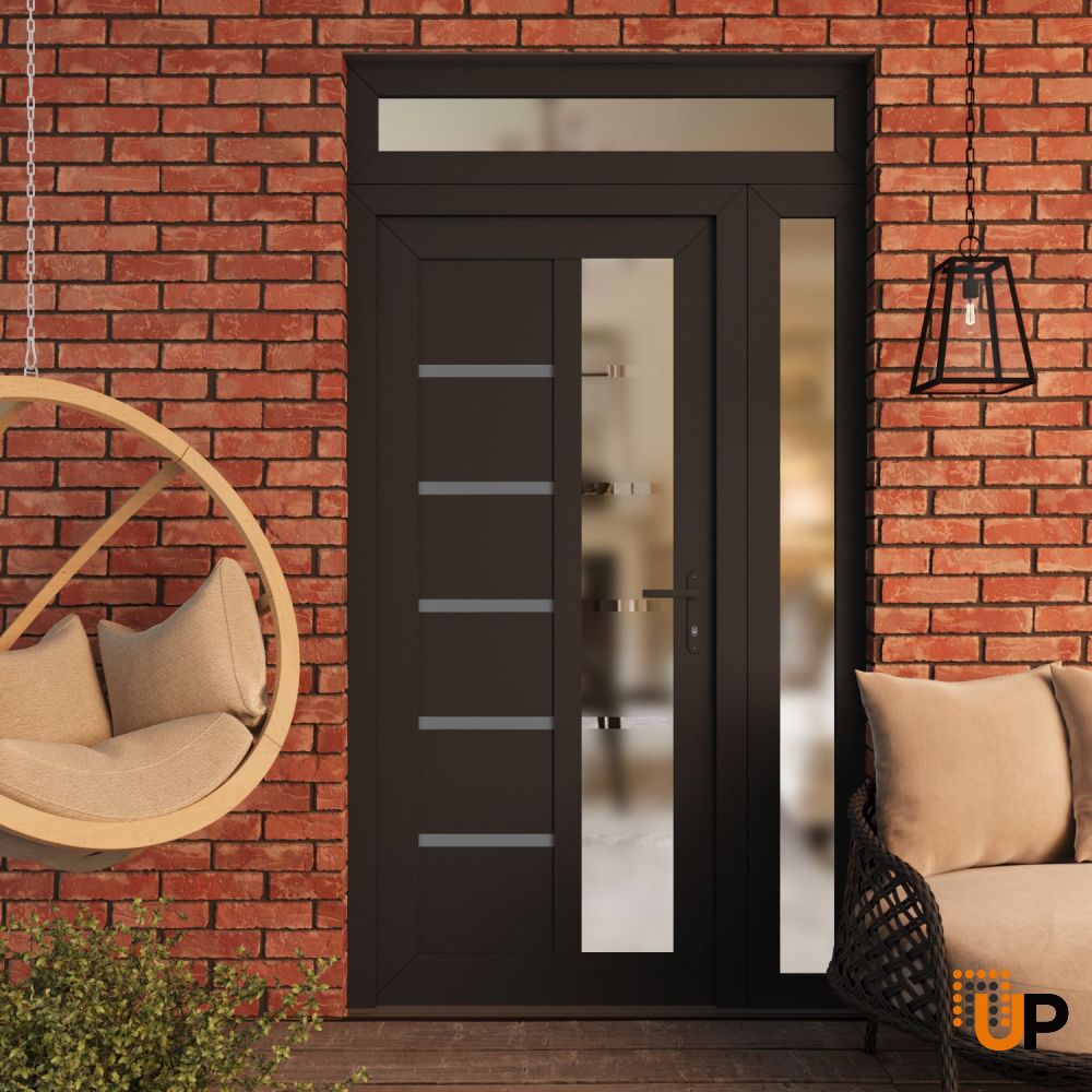 Manux 8088 vinyl (upvc) door 52x94 (36+16x80+14) grey upvc Photo #3