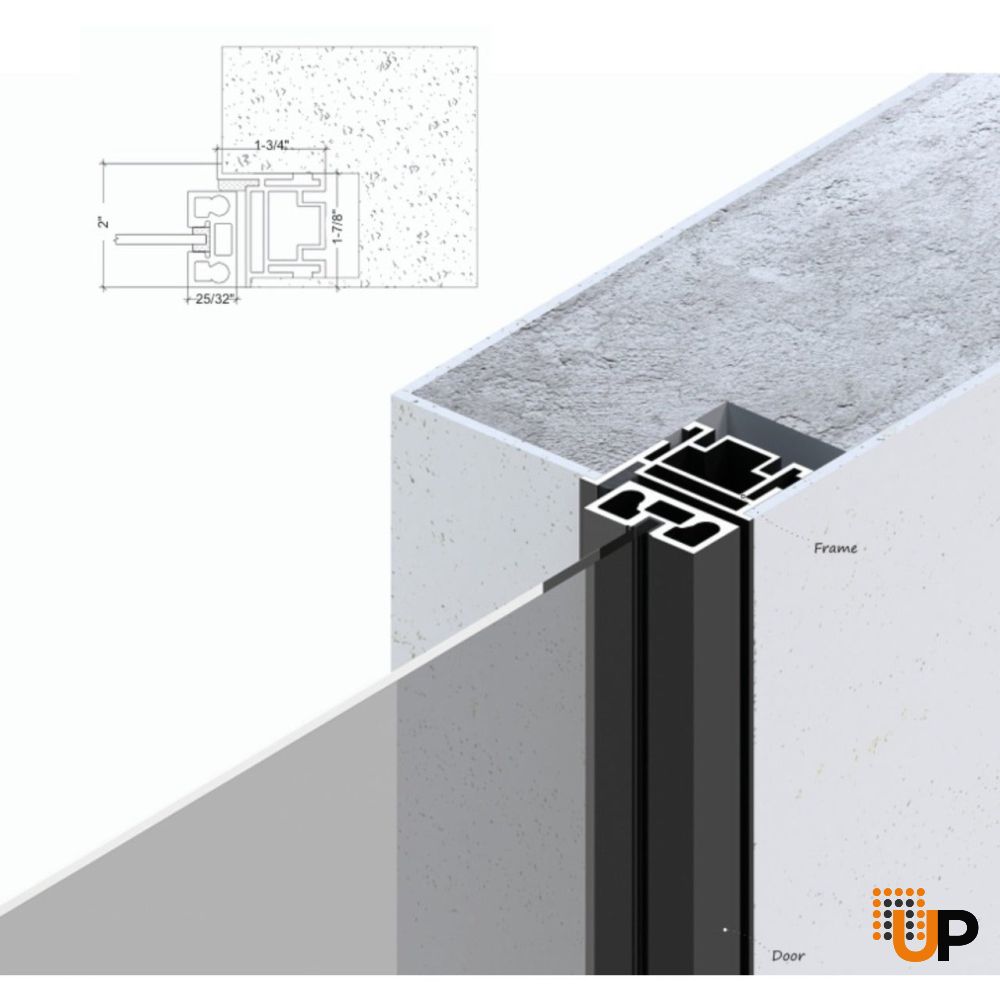 Aluminum Interior Hidden Door | Lumo 1914 Black Frosted Glass with Frame 24" x 80" Right-hand Inswing photo#3