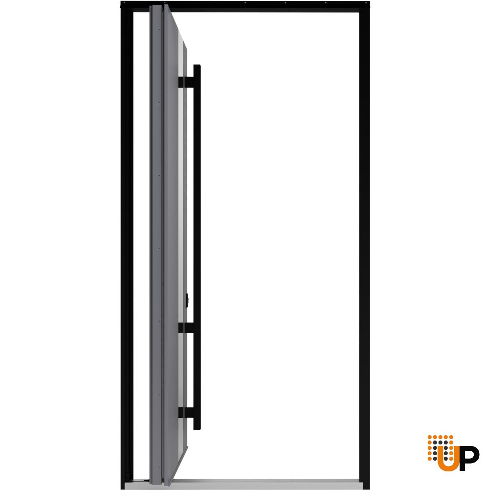 Single pivot metal-aluminum modern exterior door with tinted clear-mirrored glass | Axis 1711 Gray Graphite | 66 x 108 photo#7
