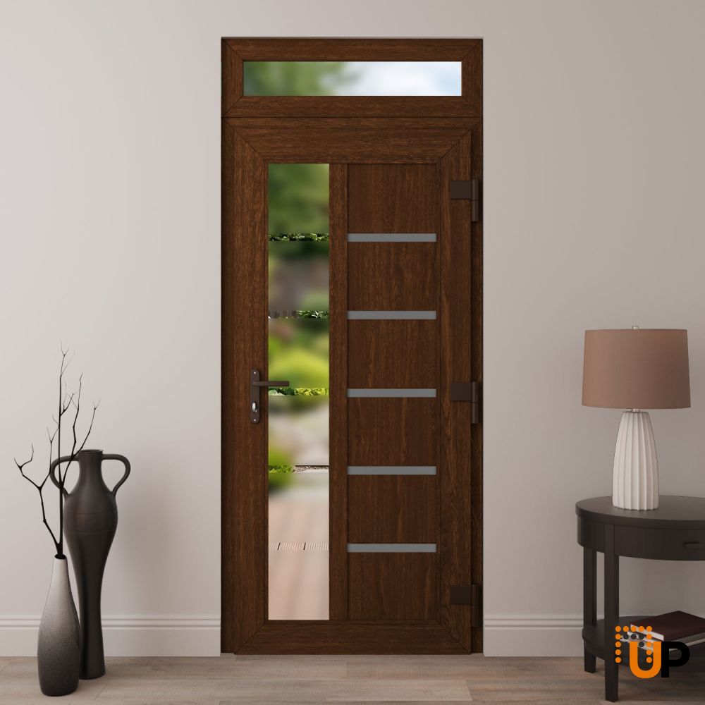 Manux 8088 vinyl (upvc) door 36x94 (36x80+14) brown upvc Photo #4
