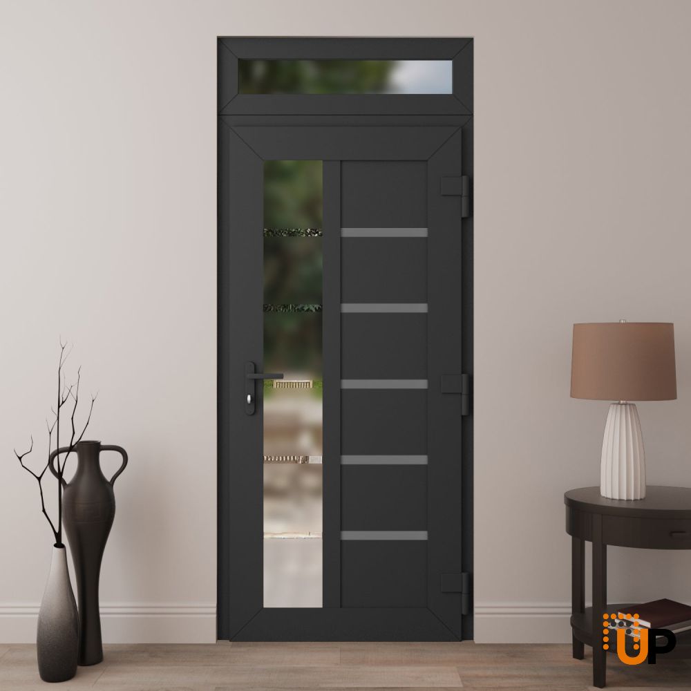 Manux 8088 vinyl (upvc) door 36x94 (36x80+14) grey upvc Photo #4