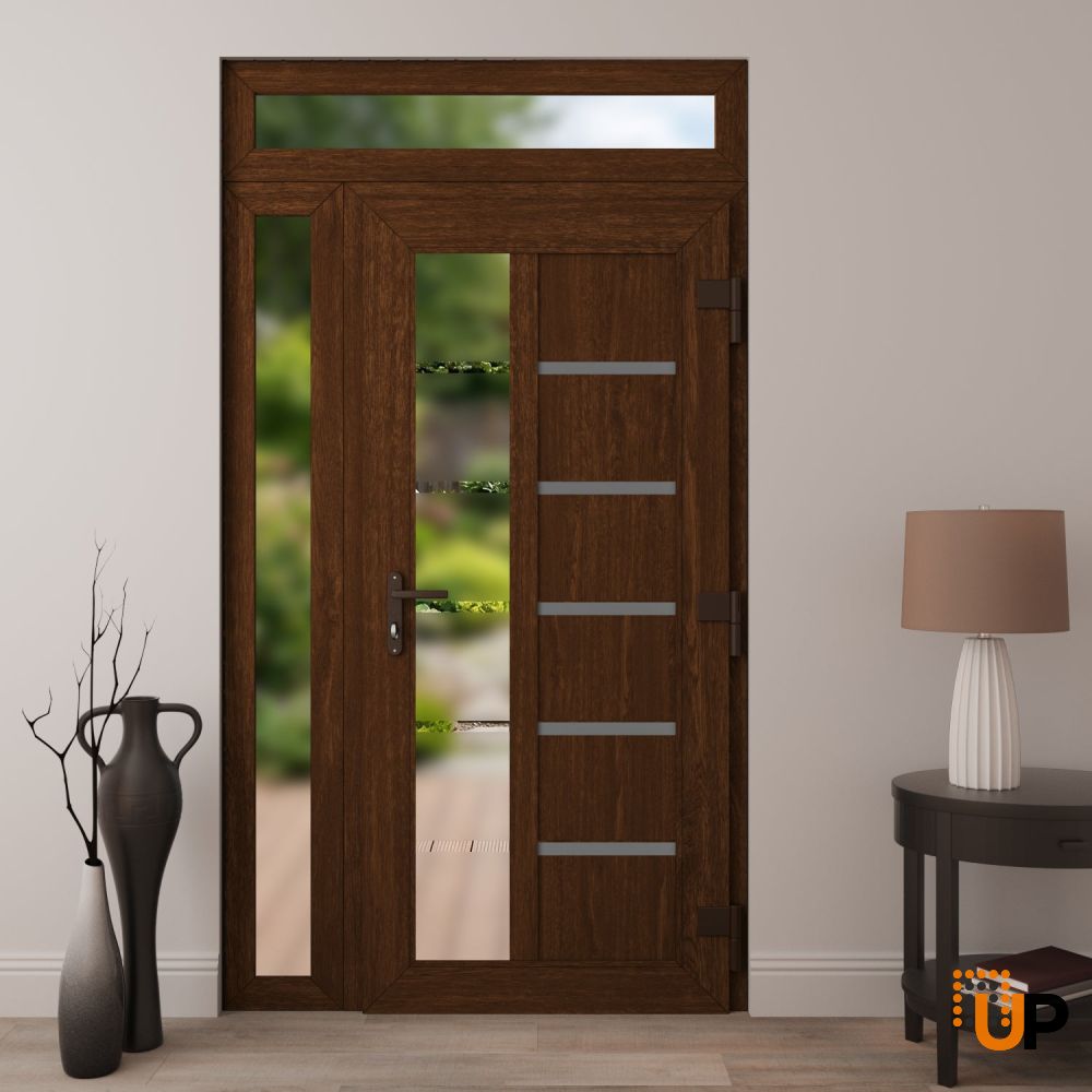 Manux 8088 vinyl (upvc) door 48x94 (36+12x80+14) brown upvc Photo #4