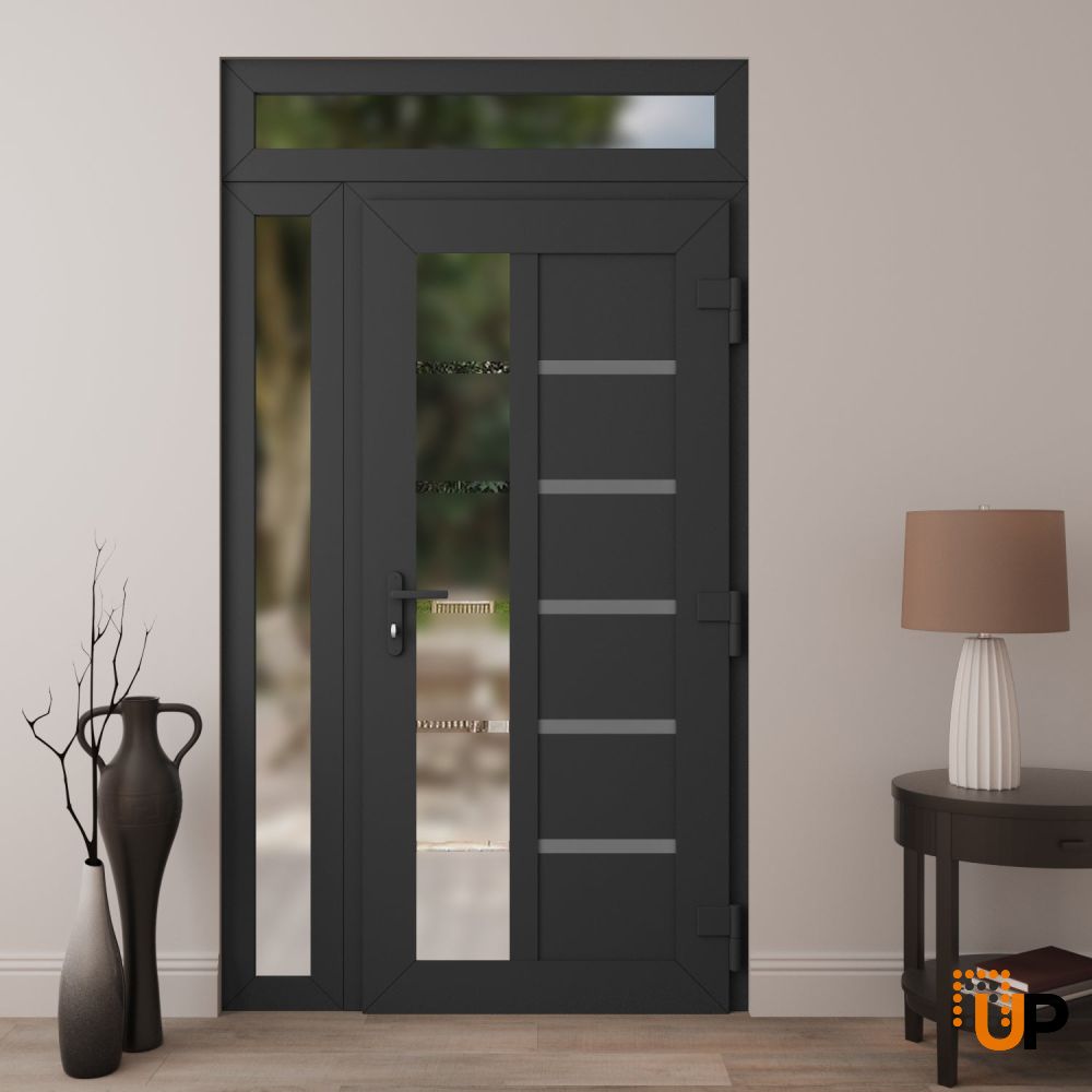 Manux 8088 vinyl (upvc) door 52x94 (36+16x80+14) grey upvc Photo #4