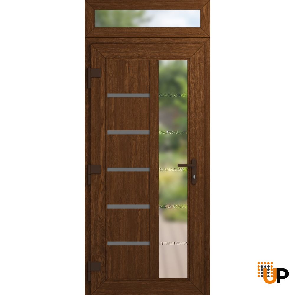 Manux 8088 vinyl (upvc) door 36x94 (36x80+14) brown upvc Photo #2
