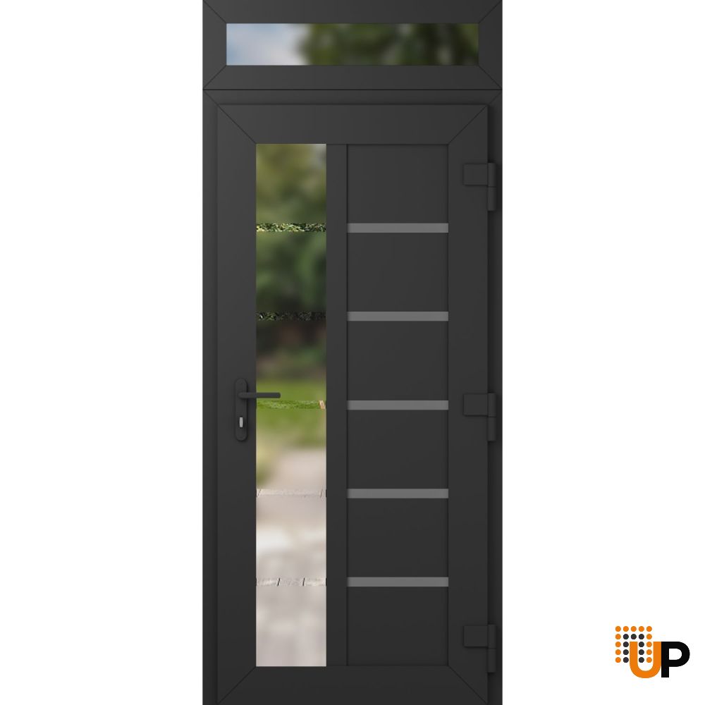 Manux 8088 vinyl (upvc) door 36x94 (36x80+14) grey upvc Photo #2