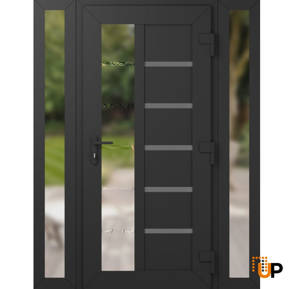 Manux 8088 vinyl (upvc) door 64x80 (14+36+14x80) grey upvc Photo #2