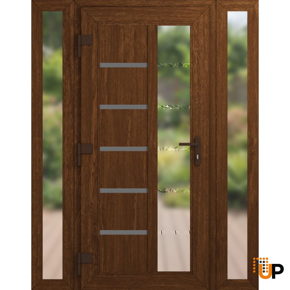 Manux 8088 vinyl (upvc) door 64x80 (14+36+14x80) brown upvc Photo #2