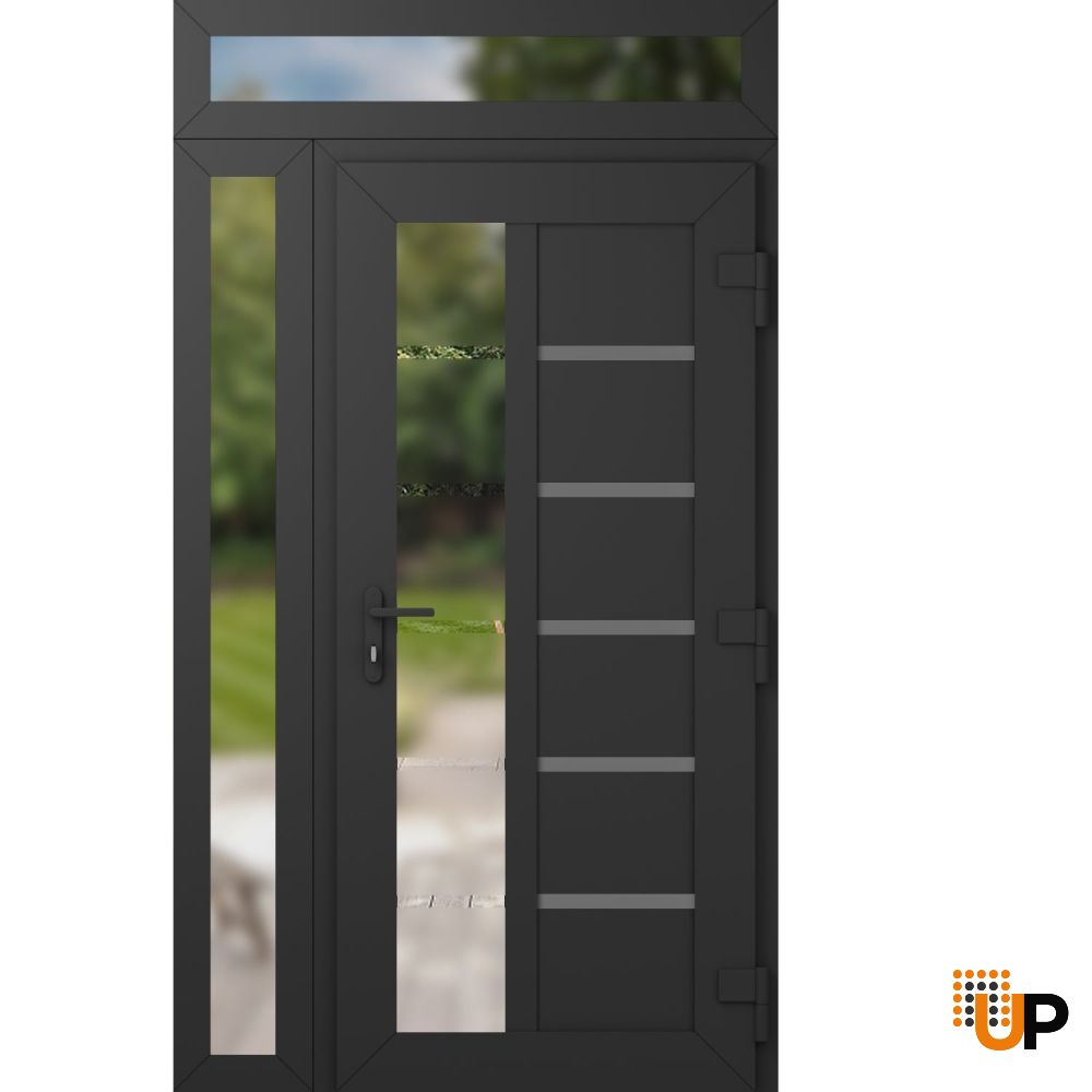 Manux 8088 vinyl (upvc) door 52x94 (36+16x80+14) grey upvc Photo #2