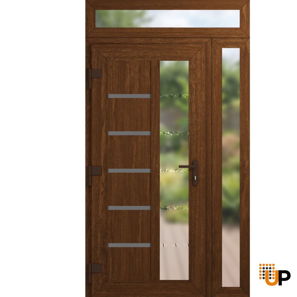 Manux 8088 vinyl (upvc) door 48x94 (36+12x80+14) brown upvc Photo #2