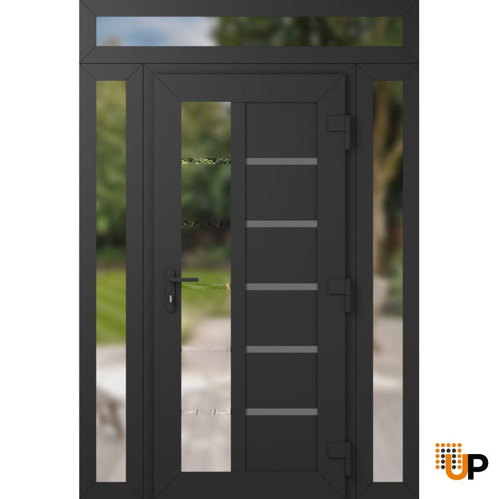 Manux 8088 vinyl (upvc) door 60x94 (12+36+12x80+14) grey upvc Photo #2