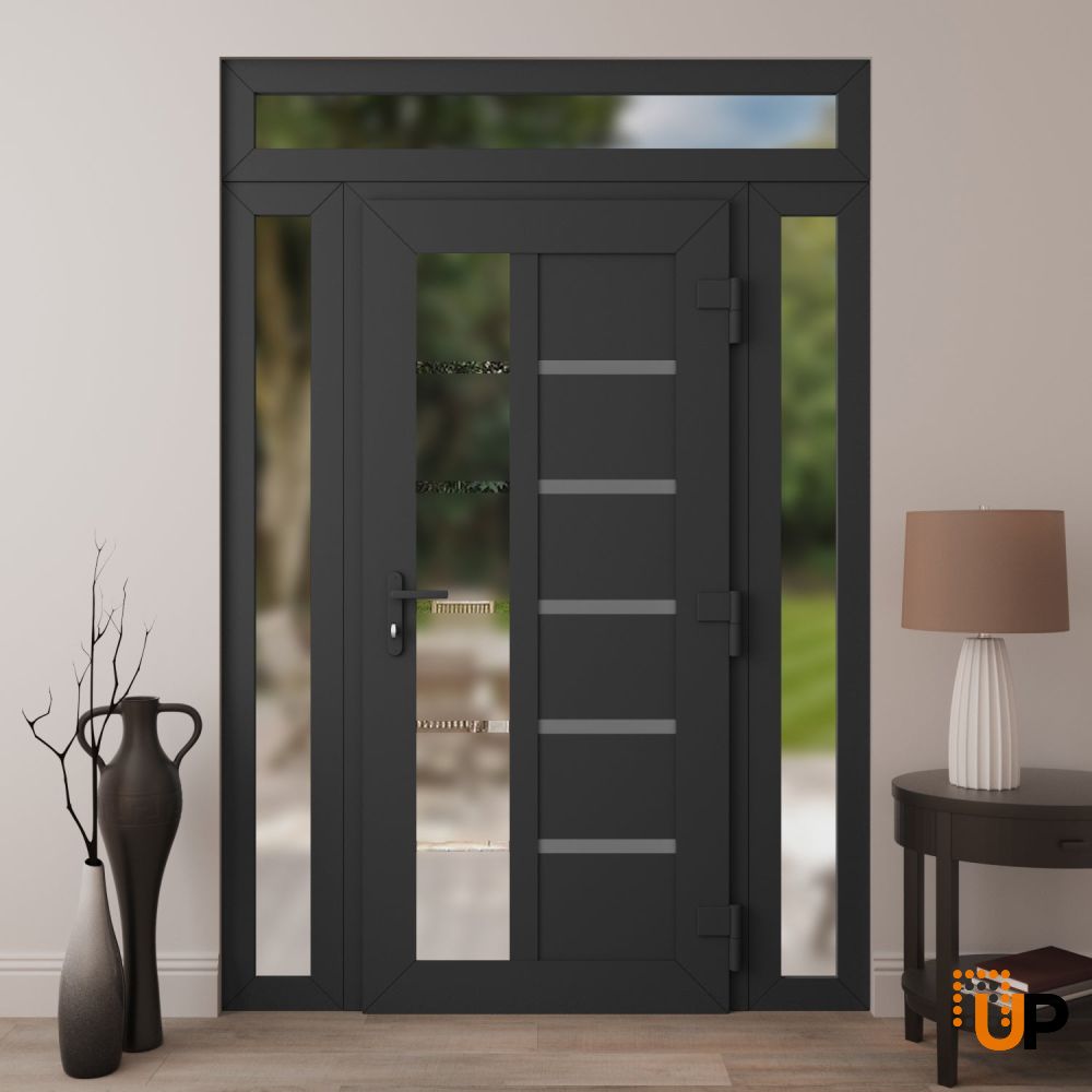 Manux 8088 vinyl (upvc) door 60x94 (12+36+12x80+14) grey upvc Photo #4
