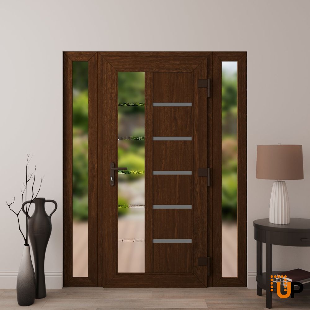 Manux 8088 vinyl (upvc) door 64x80 (14+36+14x80) brown upvc Photo #4