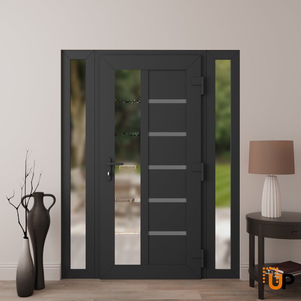 Manux 8088 vinyl (upvc) door 64x80 (14+36+14x80) grey upvc Photo #4