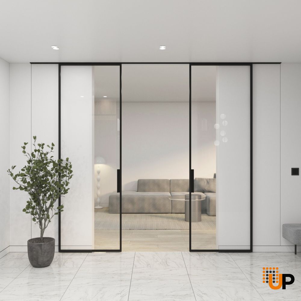 Lumo 1800 interior hidden barn double door 80x96 (2* 40x96) black aluminum Photo #2
