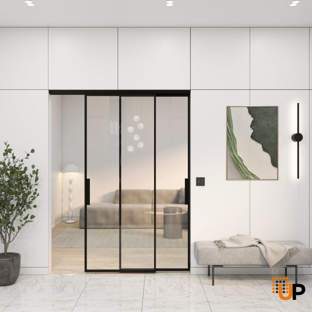 Lumo 1800 interior closet bypass door 48x80 (2* 24x80) black aluminum Photo #2