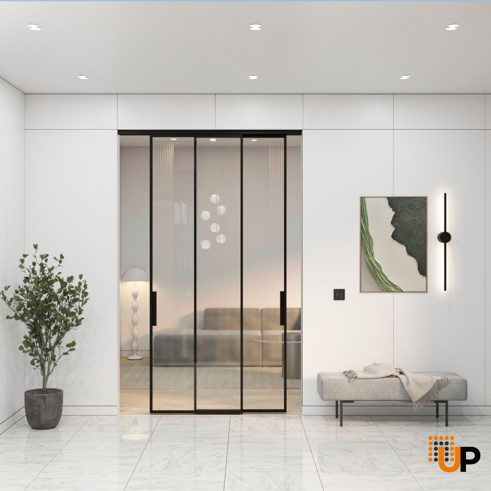 Lumo 1800 interior closet bypass door 48x80 (2* 24x80) black aluminum Photo #3