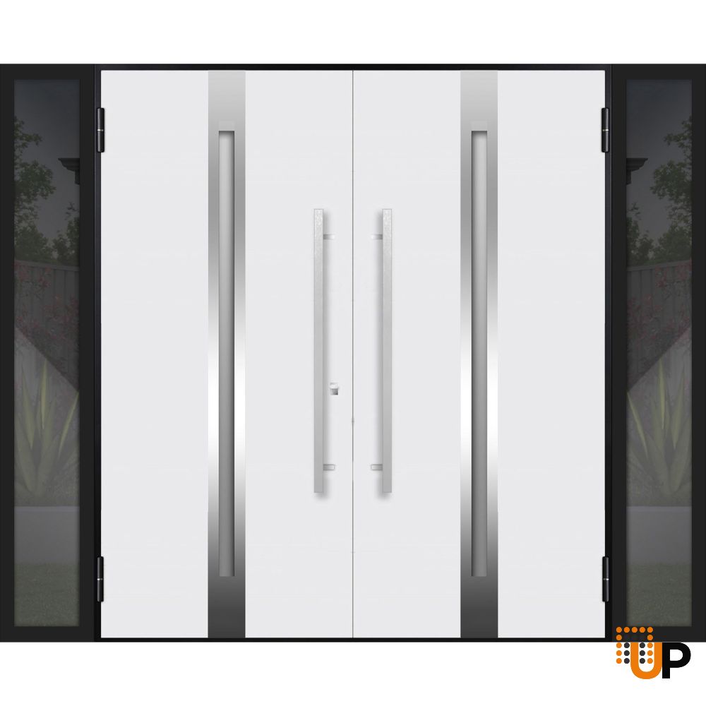 Deux 1744 exterior aluminum double door 104x96 (16+72+16x96) brown steel Photo #2