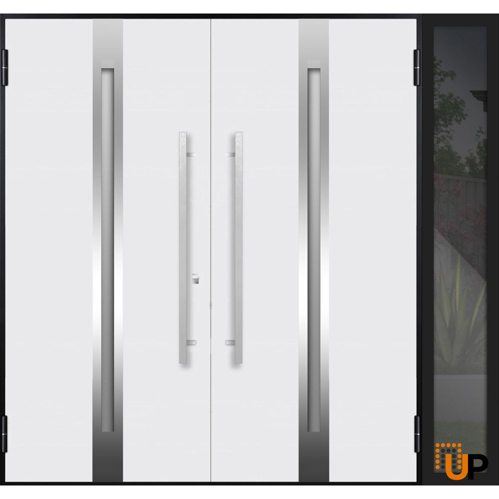 Deux 1744 exterior aluminum double door 88x96 (72+16x96) brown steel Photo #2