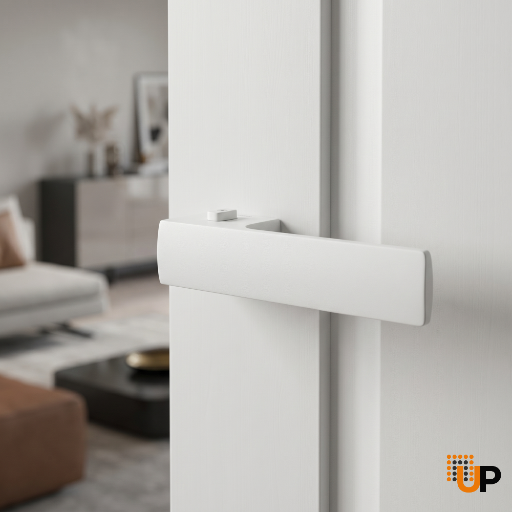 Door Euro Handle 4084  Lock, White, Right Privacy photo#2