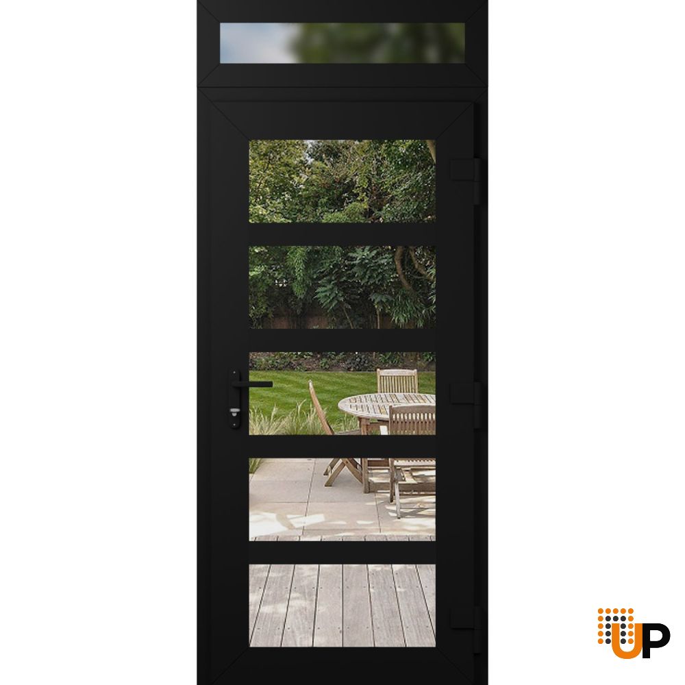 Manux 8522 exterior metal-plastic door 36x94 (36x80+14) black upvc Photo #2