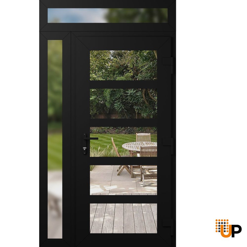 Manux 8522 exterior metal-plastic door 42x94 (30+12x80+14) black upvc Photo #2