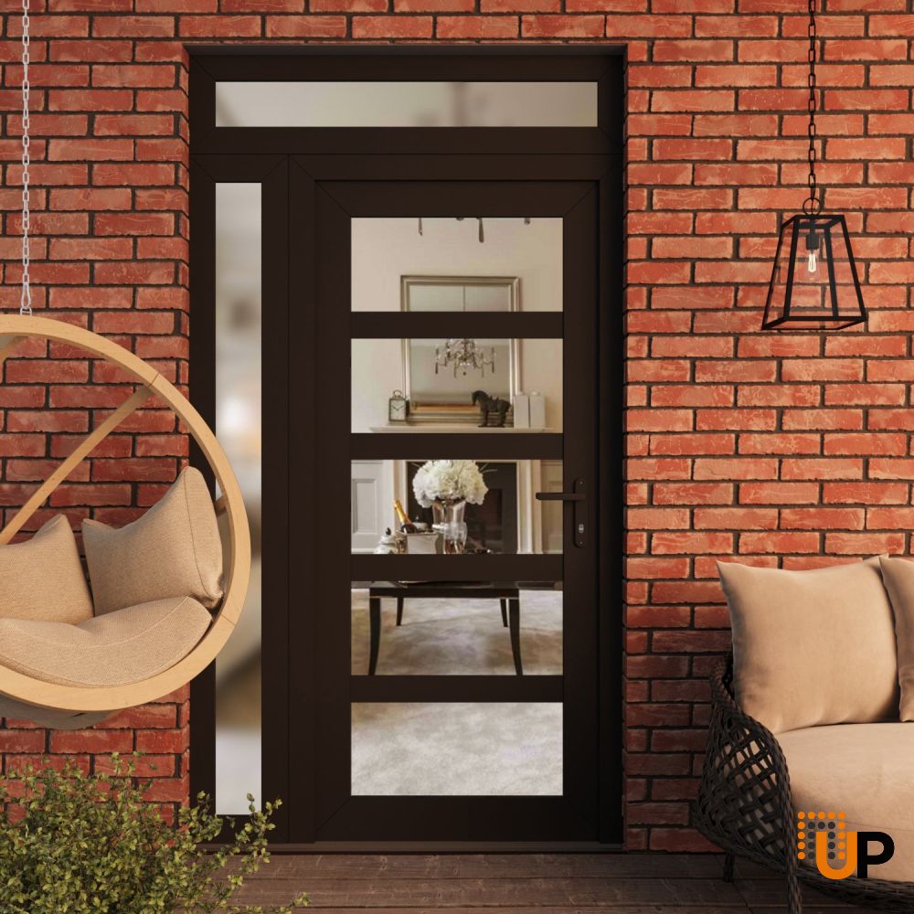 Manux 8522 exterior metal-plastic door 42x94 (30+12x80+14) black upvc Photo #3
