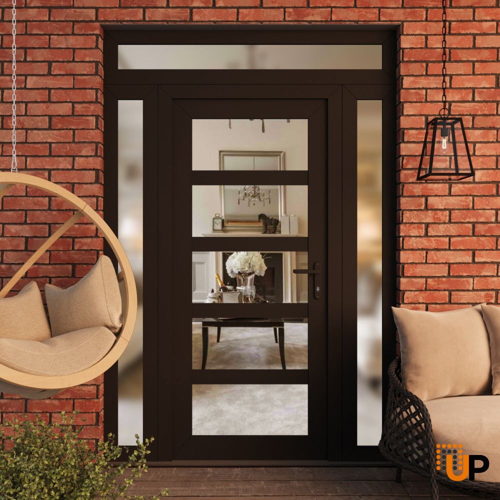 Manux 8522 exterior metal-plastic door 54x94 (12+30+12x80+14) black upvc Photo #3