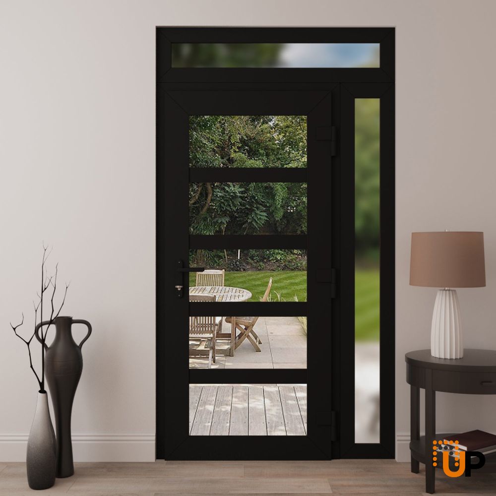 Manux 8522 exterior metal-plastic door 52x94 (36+16x80+14) black upvc Photo #4