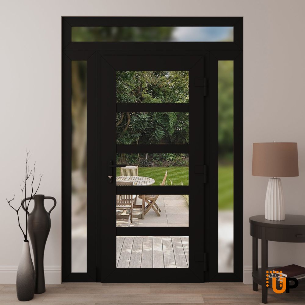 Manux 8522 exterior metal-plastic door 54x94 (12+30+12x80+14) black upvc Photo #4