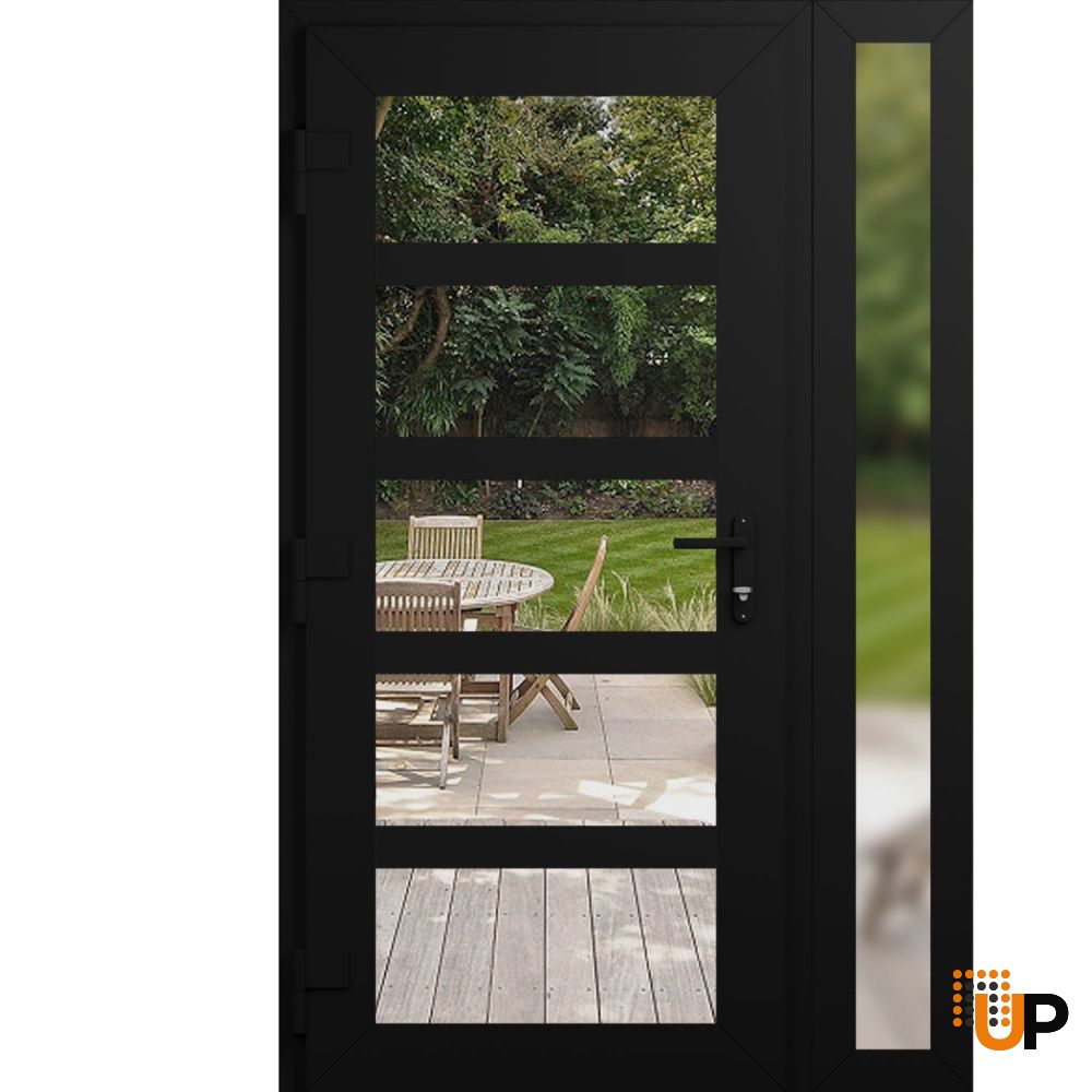 Manux 8522 exterior metal-plastic door 42x80 (30+12x80) black upvc Photo #2