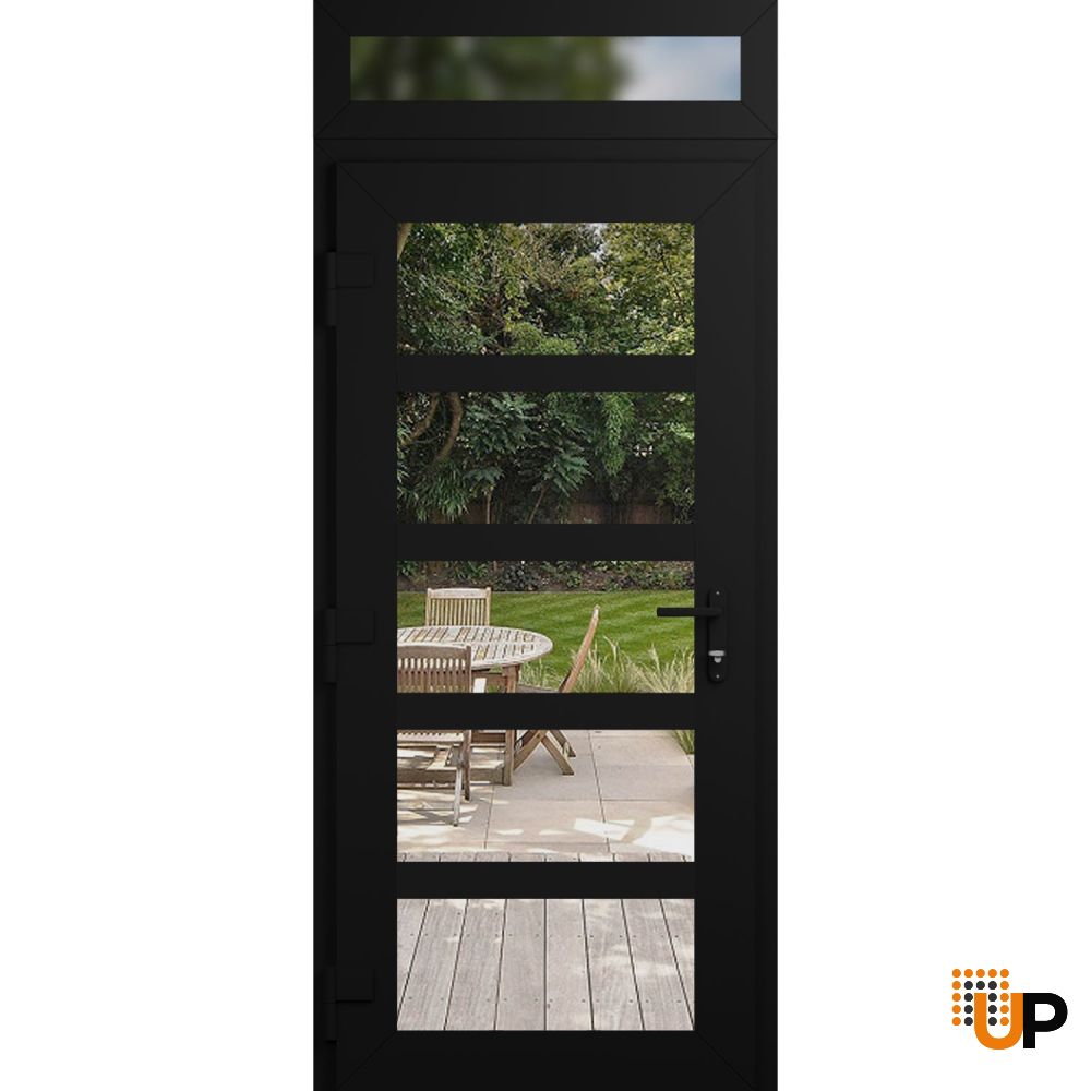 Manux 8522 exterior metal-plastic door 30x94 (30x80+14) black upvc Photo #2