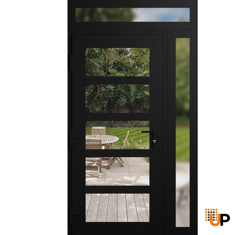 Manux 8522 exterior metal-plastic door 50x94 (36+14x80+14) black upvc Photo #2