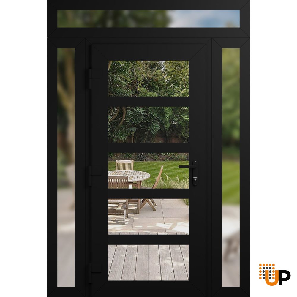 Manux 8522 exterior metal-plastic door 60x94 (12+36+12x80+14) black upvc Photo #2