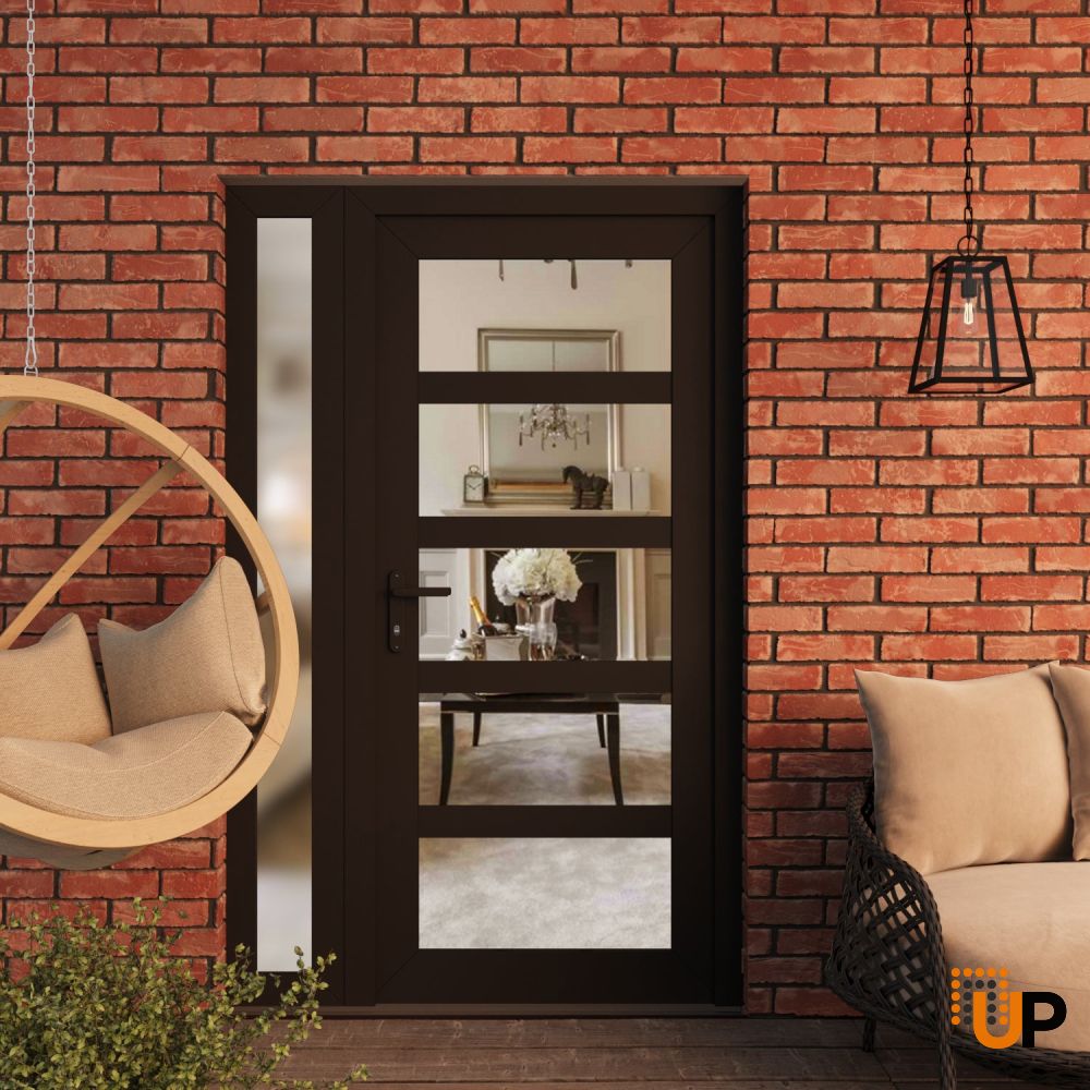 Manux 8522 exterior metal-plastic door 42x80 (30+12x80) black upvc Photo #3