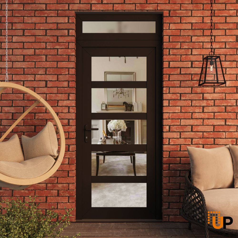 Manux 8522 exterior metal-plastic door 30x94 (30x80+14) black upvc Photo #3