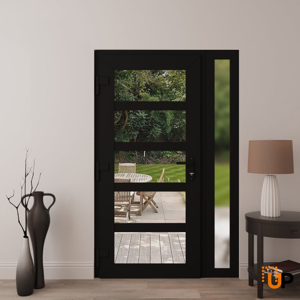 Manux 8522 exterior metal-plastic door 42x80 (30+12x80) black upvc Photo #4