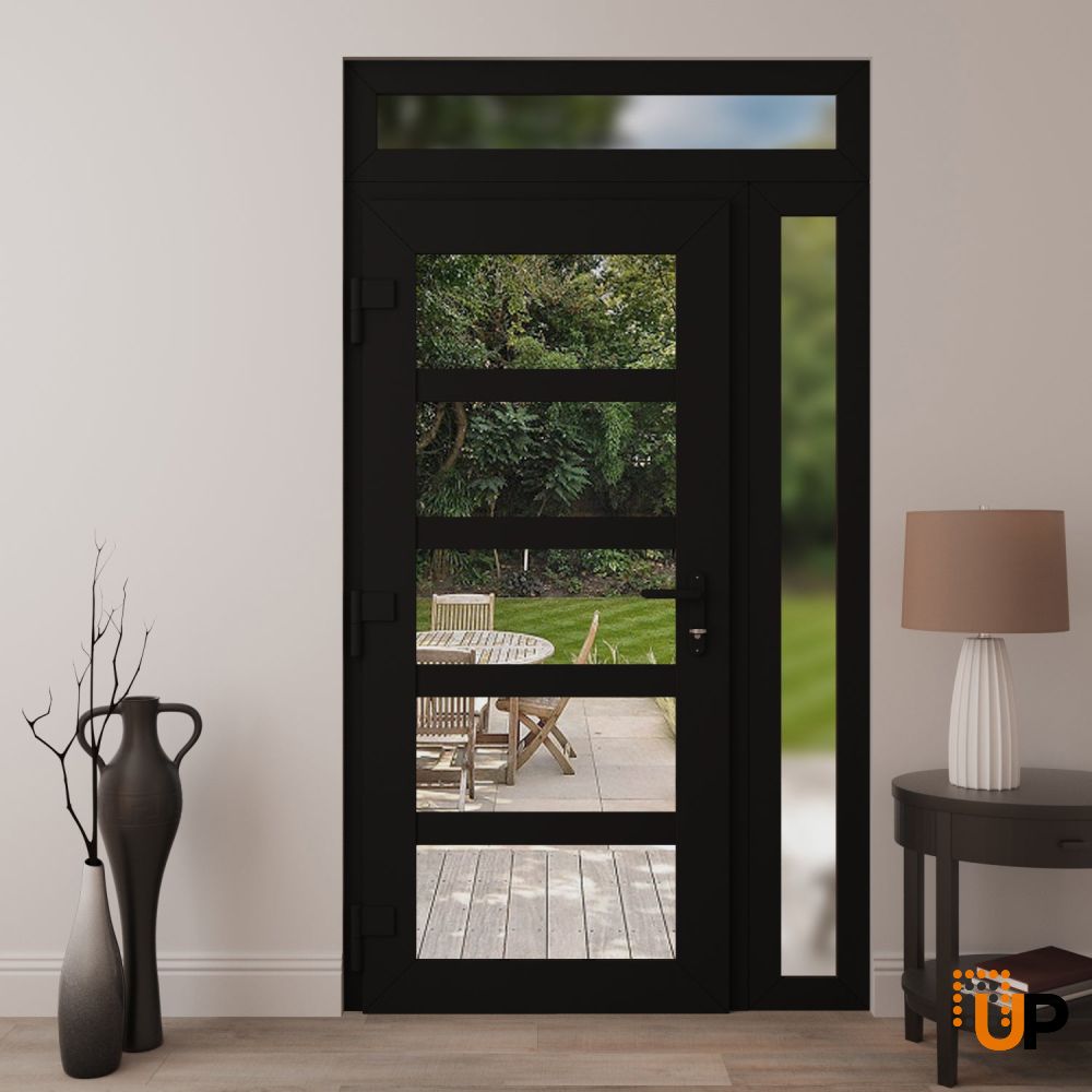 Manux 8522 exterior metal-plastic door 50x94 (36+14x80+14) black upvc Photo #4