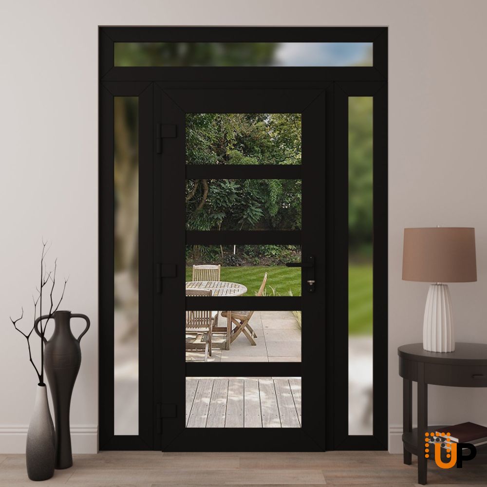 Manux 8522 exterior metal-plastic door 60x94 (12+36+12x80+14) black upvc Photo #4