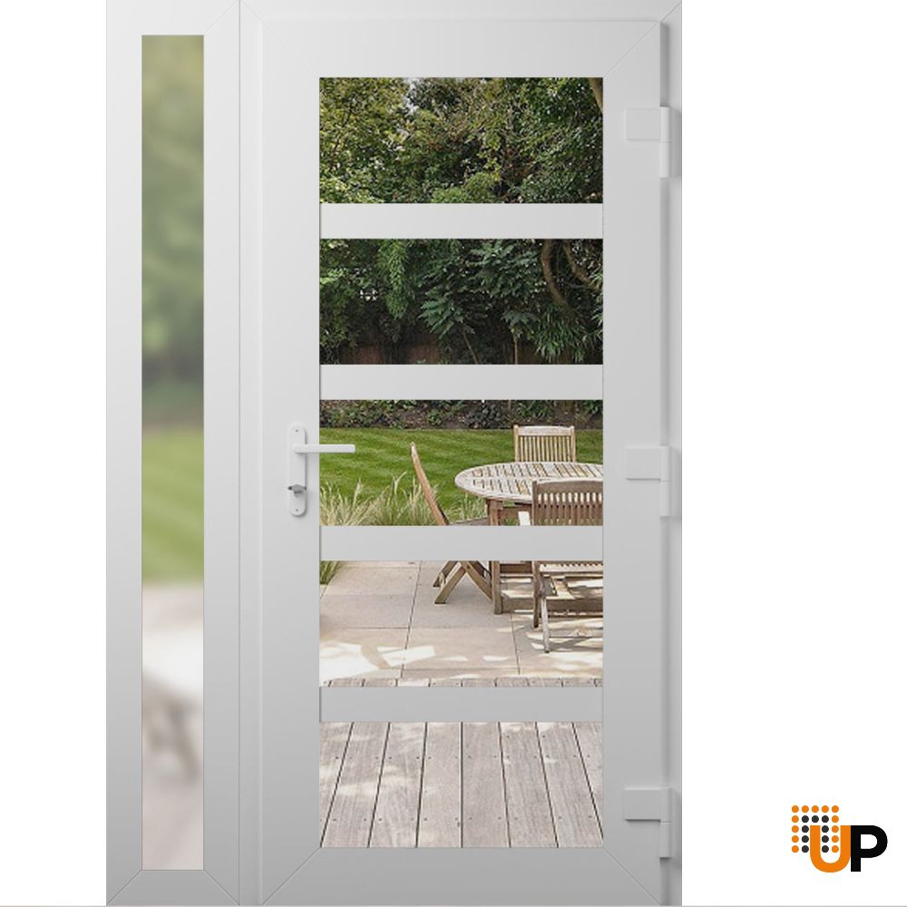 Manux 8522 exterior metal-plastic door 42x80 (30+12x80) white upvc Photo #2