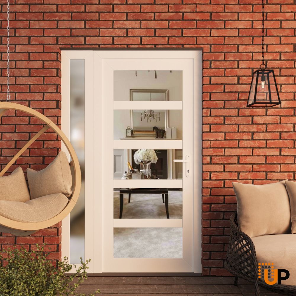 Manux 8522 exterior metal-plastic door 42x80 (30+12x80) white upvc Photo #3