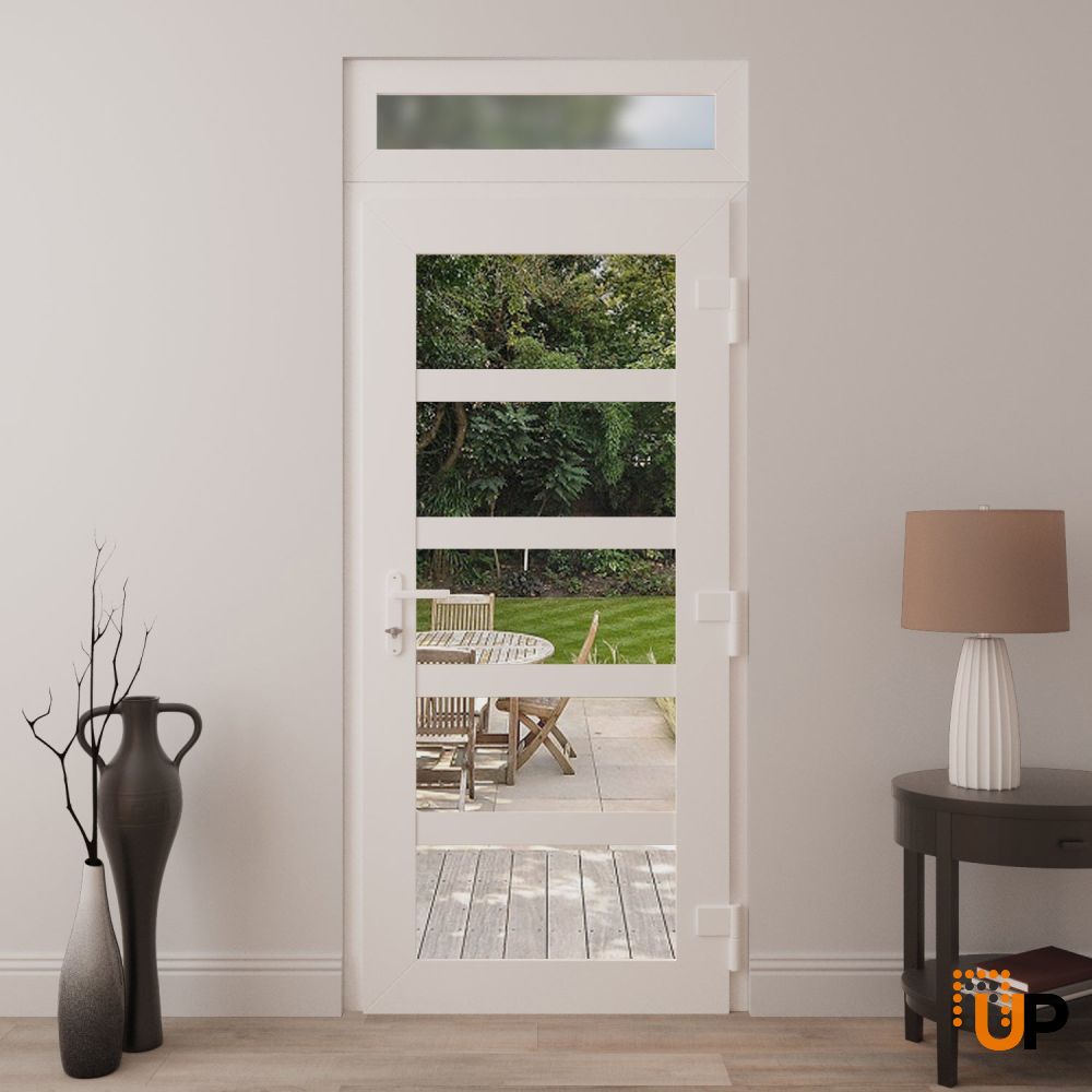 Manux 8522 exterior metal-plastic door 36x94 (36x80+14) white upvc Photo #4