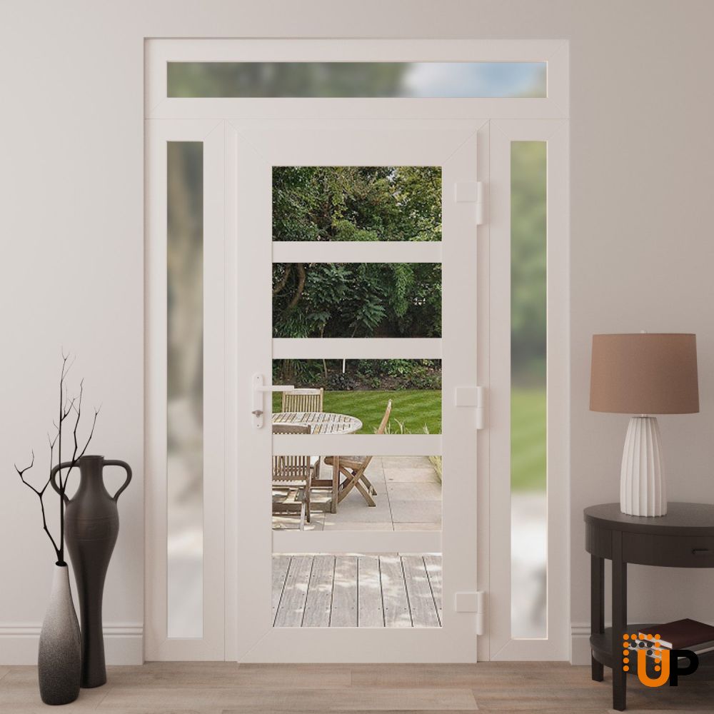 Manux 8522 exterior metal-plastic door 54x94 (12+30+12x80+14) white upvc Photo #4