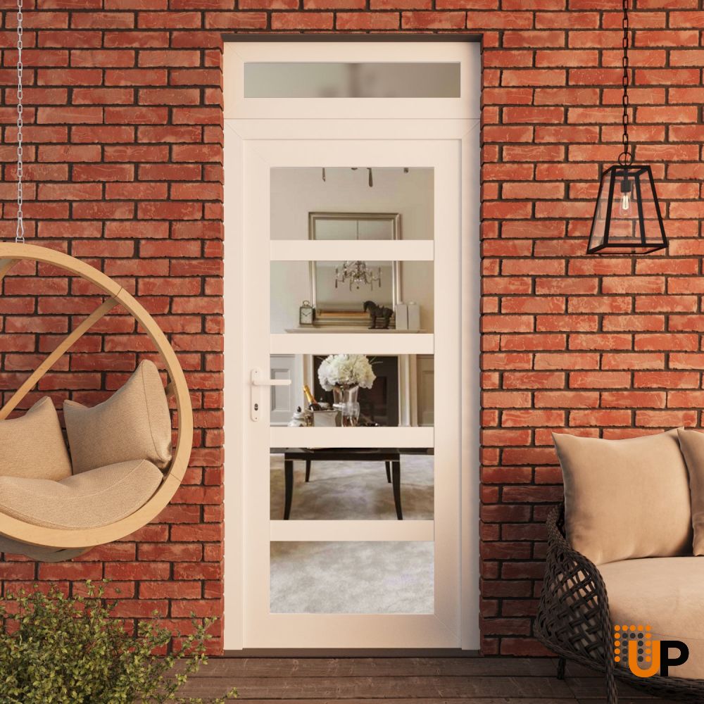 Manux 8522 exterior metal-plastic door 30x94 (30x80+14) white upvc Photo #3