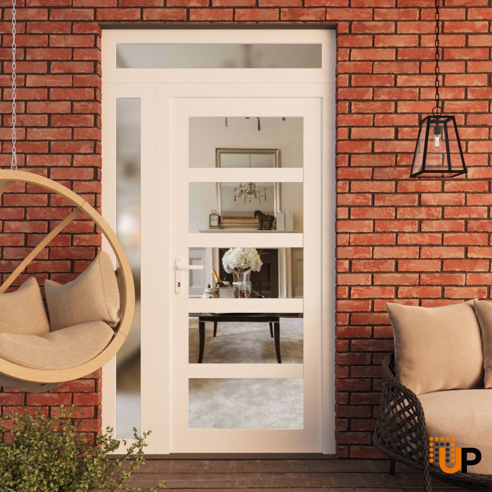 Manux 8522 exterior metal-plastic door 46x94 (30+16x80+14) white upvc Photo #3