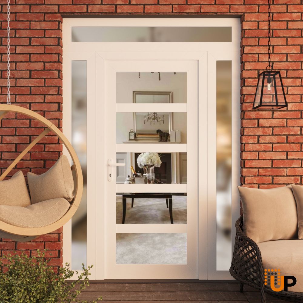 Manux 8522 exterior metal-plastic door 58x94 (14+30+14x80+14) white upvc Photo #3