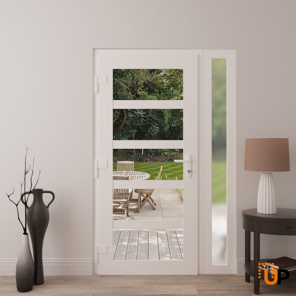 Manux 8522 exterior metal-plastic door 50x80 (36+14x80) white upvc Photo #4